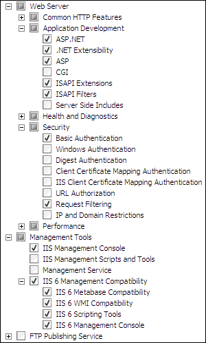 Turn on IIS features.