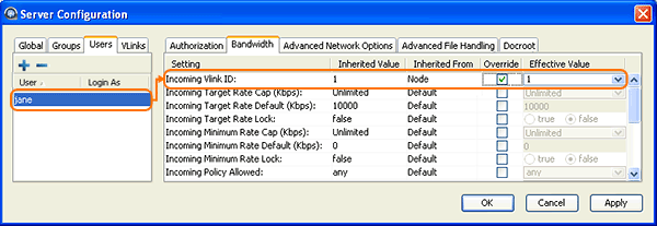 Assign a Vlink to a user