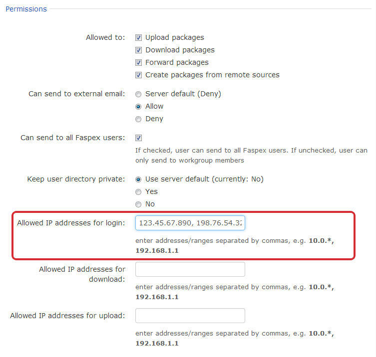 Set IP Login Permissions.