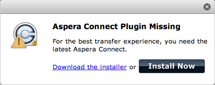 Aspera Connect Plugin Dialog