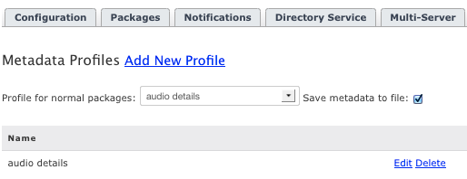 Metadata list