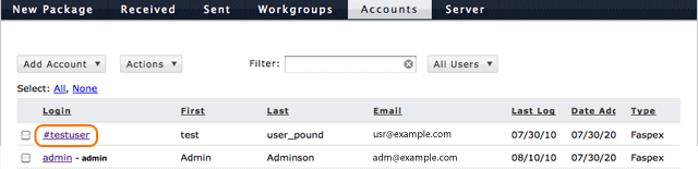 Click an account to configure.
