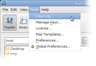 Reveal the log file location