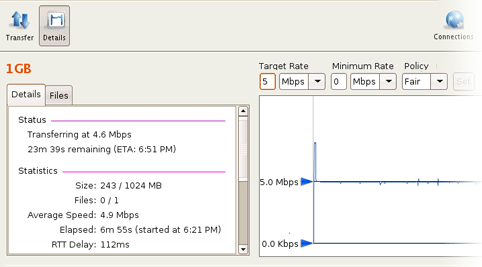 Start a transfer with fair policy