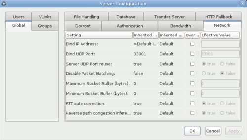 Network configuration options.
