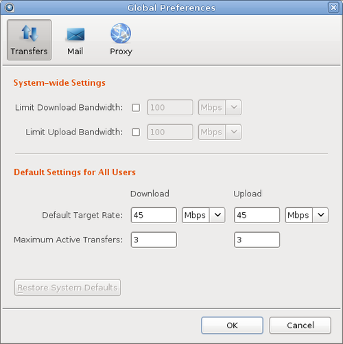The preferences window.