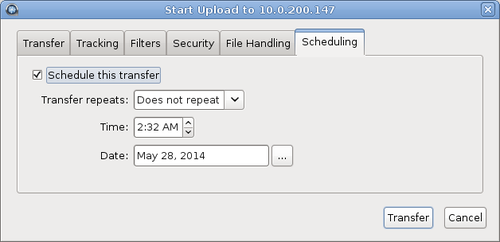 Scheduling a transfer.