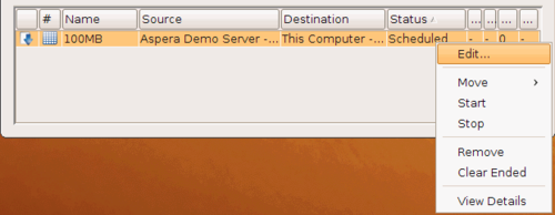 Edit a scheduled transfer.