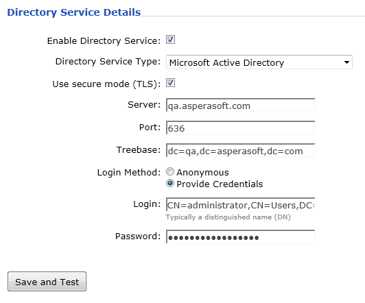 Server - Directory Service Settings