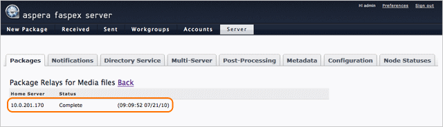 Relayed package's status.