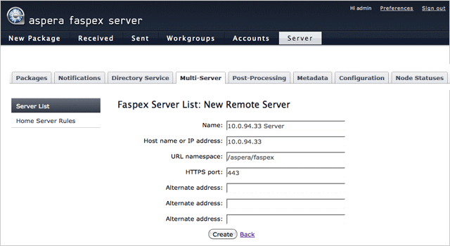 Enter the slave server's info.