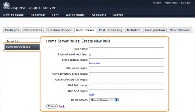 Create Home Server Rules.