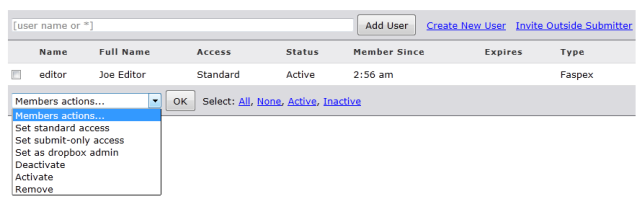Managing dropbox members.