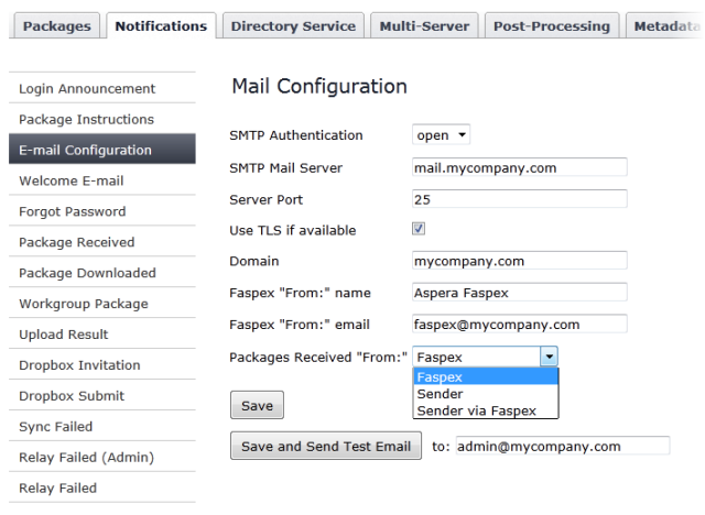 Enter your email server settings