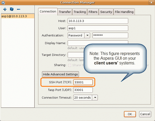 Client specifying your computer's SSH Port.