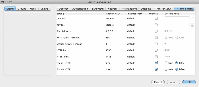HTTP Fallback configuration options.