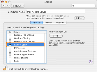 Enable the remote login on 10.5+