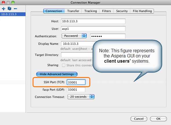Client specifing your computer's SSH Port.