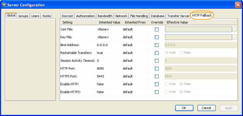 HTTP Fallback configuration options.