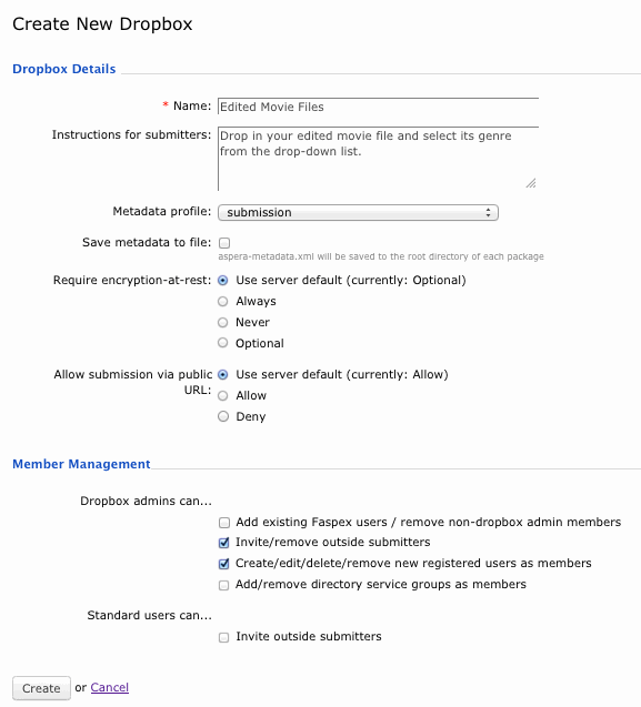 Create New Dropbox