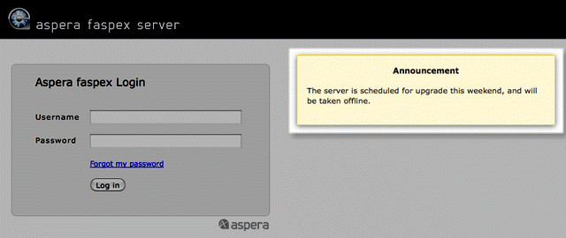 Login announcement
