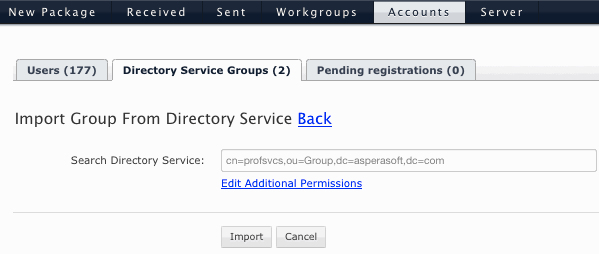 Enter the Directory Service Group's name.