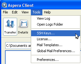 Bring up the SSH Keys window.