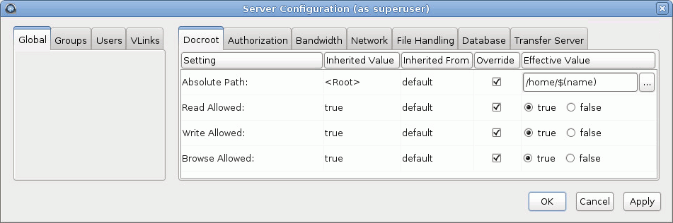 Docroot configuration options.