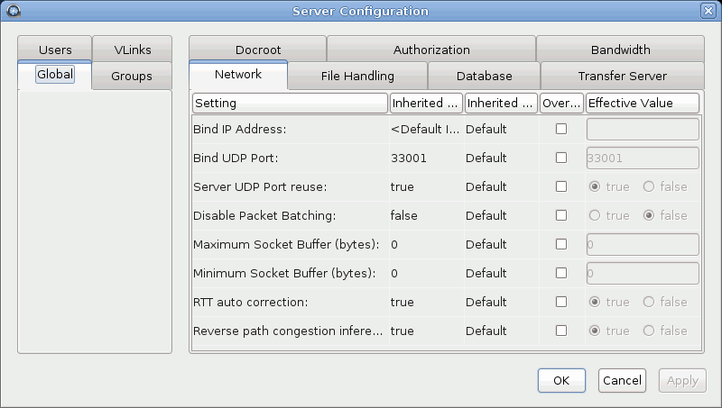 Network configuration options.