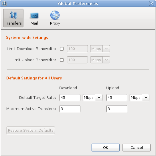 The preferences window.