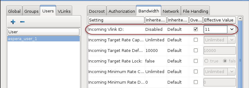 Assign a Vlink to a user