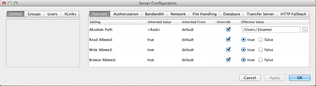 Docroot configuration options.