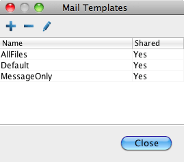 The Mail Templates window.