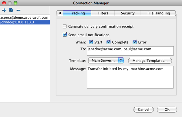 Set up notifications on a connection.