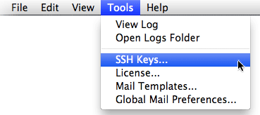Bring up the SSH Keys window.