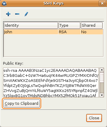 Copy the public key.