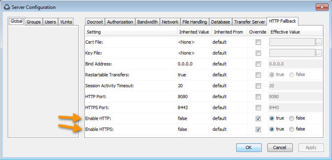 HTTP Fallback configuration options.