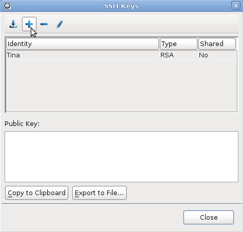Click [Add] in the SSH Keys window.