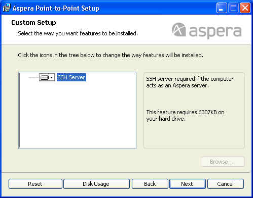 Custom setup type - select features