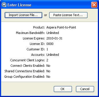 The Enter License window.